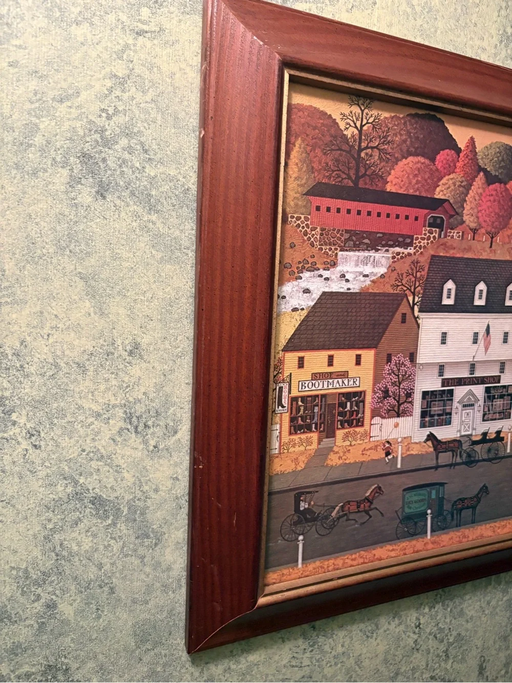 Large Charles Wysocki Village Square print 20x25 Iches